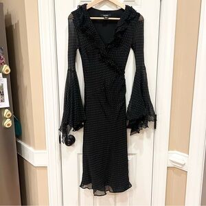 Express Midi Dress Womens Small 100% Silk Whimsigoth Fairy Romantic Goth Witchy